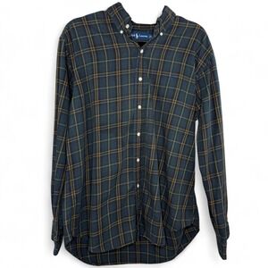 Ralph‎ Lauren Plaid Flannel Shirt Men's L Classic Fit Green Preppy Grunge Layer